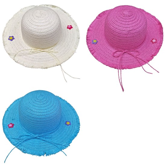 Καπέλο Ψαθόχαρτο Παιδικό με Λουλούδια Φ32cm SummerTiempo 622571
