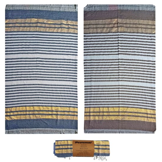 Πετσέτα Θαλάσσης Pestemal Lurex Χρυσό 90x180cm  ~280gr SummerTiempo 622723