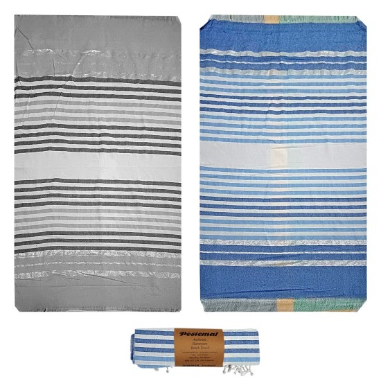 ΠΕΤΣΕΤΑ ΘΑΛΑΣΣΗΣ PESTEMAL LUREX ΑΣΗΜΙ 90x180cm  ~280gr SUMMERtiempo 622724