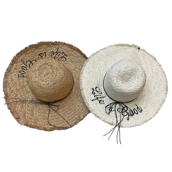 ΚΑΠΕΛΟ ΓΥΝΑΙΚΕΙΟ ΨΑΘΟΧΑΡΤΟ LIFE IS GOOD Φ43cm SUMMERtiempo 622745