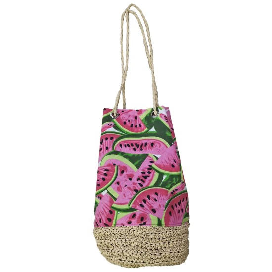 Τσάντα Παραλίας Ψαθόχαρτο Σχέδιο Καρπούζι 36x30x20cm SummerTiempo 622767