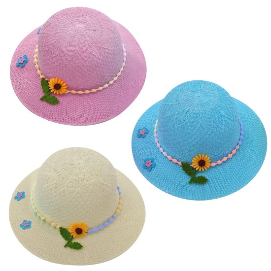 Καπέλο Στρογγυλό Μπεμπέ με Λουλούδι Φ24cm SummerTiempo 622916