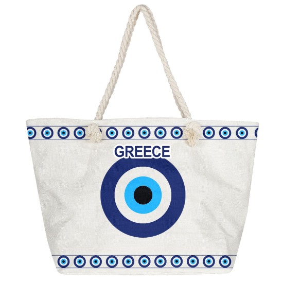 Τσάντα Παραλίας Μεγάλη με Μάτι Μεγάλο & Μικρά 55x34x17cm SummerTiempo 622937