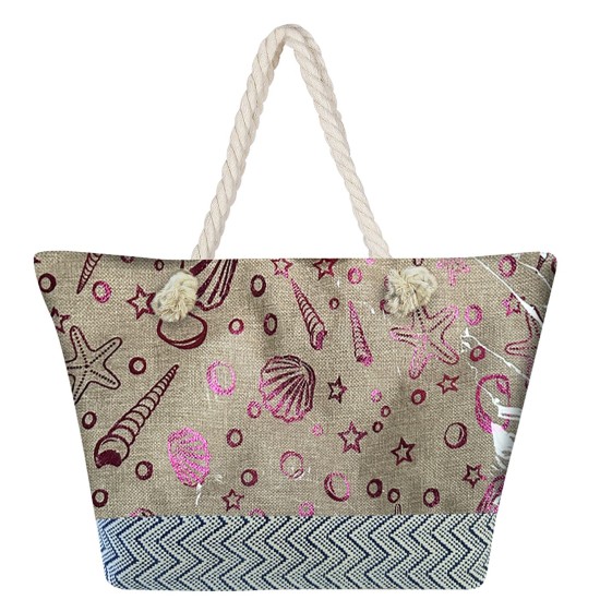 Τσάντα Παραλίας Μεγάλη Κοχύλια Αστερίας 55x34x17cm SummerTiempo 622940