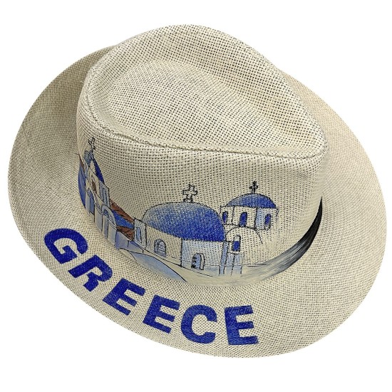 Καπέλο Ψαθόχαρτο Ελληνικό Νησί & Greece 34x30x12cm SummerTiempo 623230