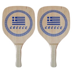 Ρακέτες Ξύλινες Παραλίας Greece ~410gr/Ρακέτα, ~570cm²,  40x22x1,2cm SummerTiempo 62348