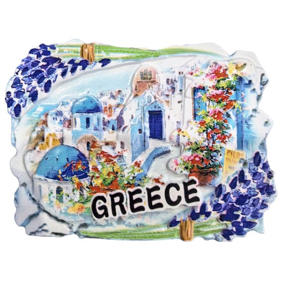 Μαγνητάκι Κεραμικό Greek Village Flowers 7,5x5cm SummerTiempo 623342