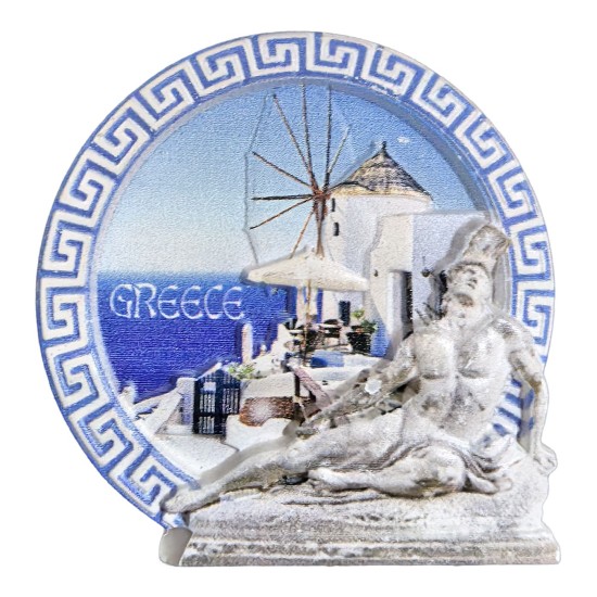 Μαγνητάκι Κεραμικό Greek Μύλος Άγαλμα 6,5x6,5cm SummerTiempo 623344