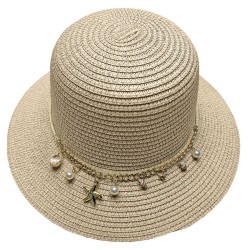 Καπέλο Ψαθόχαρτο με Κοχύλια, Αστερίες ø33cm SummerTiempo 623345