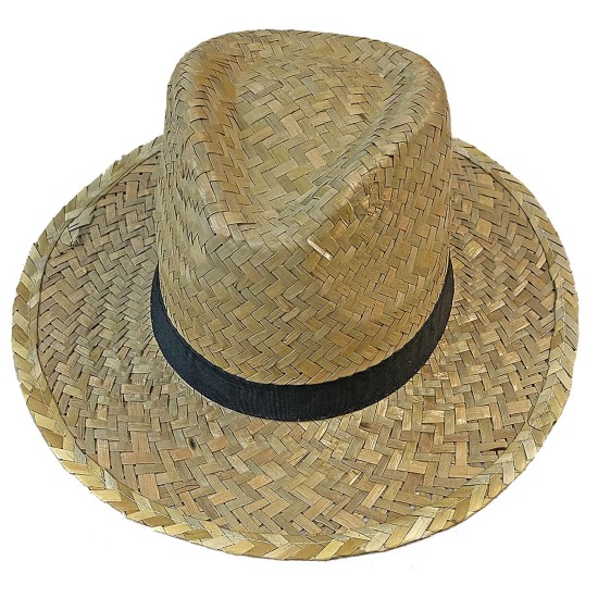 Καπέλο Ψάθινο με Μαύρη Κορδέλα Ανδρικό 36x34cm SummerTiempo 62100