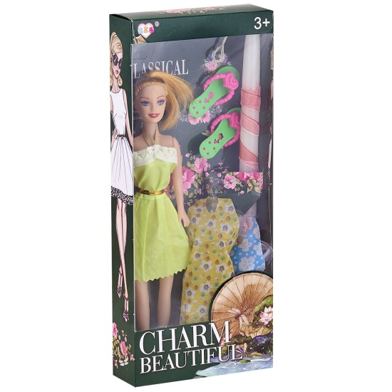 ΛΑΜΠΑΔΑ ΚΟΥΚΛΑ CHARM BEAUTIFUL ΜΕ ΑΞΕΣΟΥΑΡ & 2 ΦΟΡΕΜΑΤΑ 32x14x5cm Bunny's 931952