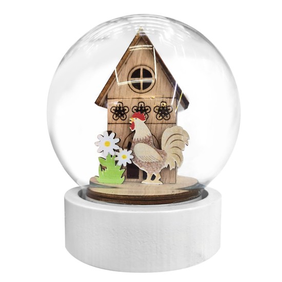 ΣΤΟΛΙΔΙ ΚΟΤΑ ΜΕ ΣΠΙΤΑΚΙ ΣΕ ΓΥΑΛΑ & ΦΩΣ 12x8cm Bunny's 932098