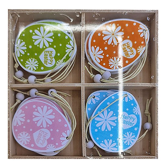 ΣΕΤ ΑΥΓΑ ΞΥΛΙΝΑ ΚΡΕΜΑΣΤΑ 12 ΤΕΜ ΣΕ ΞΥΛΙΝΟ ΚΟΥΤΙ 13x13cm Bunny's 932103