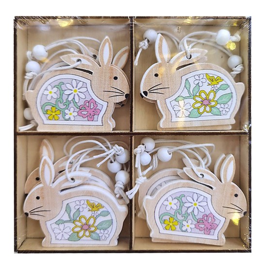 ΣΕΤ ΛΑΓΟΙ ΞΥΛΙΝΟΙ ΚΡΕΜΑΣΤΟΙ 12 ΤΕΜ ΣΕ ΞΥΛΙΝΟ ΚΟΥΤΙ  Bunny's 932104