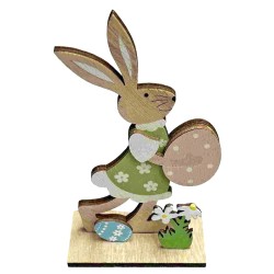 Λαγός Ξύλινος Διακοσμητικός με Αυγό 15x8x3,5cm Bunny's 932200