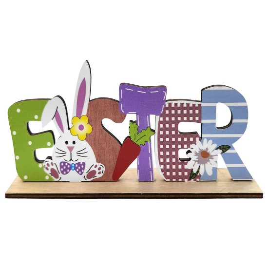 Ξύλινο Happy Easter με ένα Λαγούς & Καρότο 22x9cm Bunny's 932289