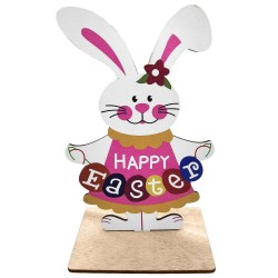 Ξύλινο Διακοσμητικό με Λαγό Κορίτσι & Καρότο 14x9cm Bunny's 932292