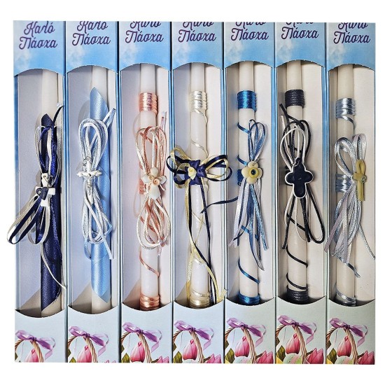 Λαμπάδα Ντεκόρ Σταυρουδάκι σε Κουτί Χρωματιστό 36cm x ø17mm Bunny's 932339