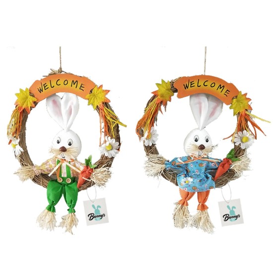 ΣΤΕΦΑΝΙ ΜΕ ΑΧΥΡΕΝΙΟ ΛΑΓΟΣ Φ30 Φ30cm (ΚΟΥΚΛΑ 40cm) Bunny's 93400