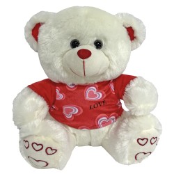 ΑΡΚΟΥΔΑΚΙ ΛΕΥΚΟ  ΜΕ ΚΟΚΚΙΝΟ ΜΠΛΟΥΖΑΚΙ 30cm ToyMarkt 99481