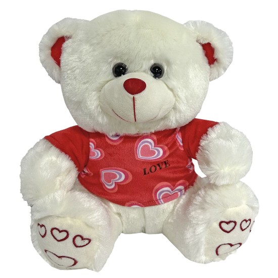 ΑΡΚΟΥΔΑΚΙ ΛΕΥΚΟ  ΜΕ ΚΟΚΚΙΝΟ ΜΠΛΟΥΖΑΚΙ 30cm ToyMarkt 99481