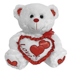 ΑΡΚΟΥΔΑΚΙ ΛΕΥΚΟ  ΜΕ ΚΑΡΔΙΑ 30cm ToyMarkt 99482