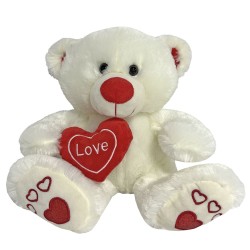 ΑΡΚΟΥΔΑΚΙ ΛΕΥΚΟ  ΜΕ ΚΟΚΚΙΝΗ ΚΑΡΔΙΑ 27cm ToyMarkt 99483