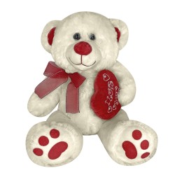 Αρκουδάκι Λούτρινο με Καρδιά & Κορδέλα 35cm ToyMarkt 99525