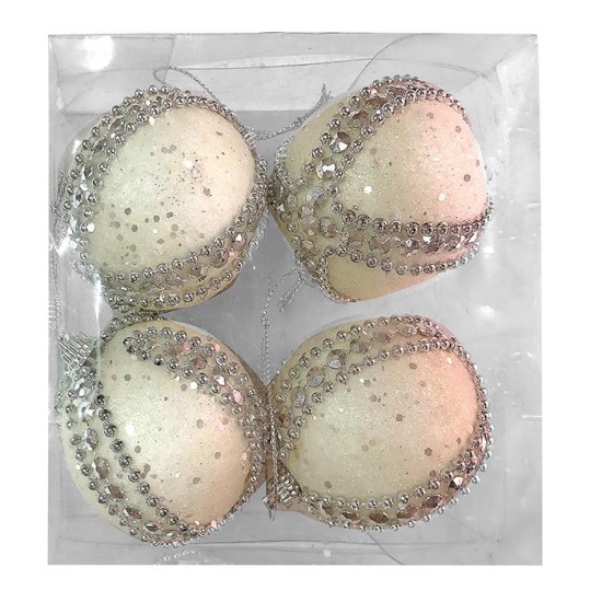 ΜΠΑΛΕΣ 4ΤΕΜ ΛΕΥΚΕΣ-ΑΣΗΜΙ DECOR 6cm Φ6cm ΜΠΑΛΕΣ 4ΤΕΜ ΛΕΥΚΕΣ-ΑΣΗΜΙ DECOR 6cm Φ6cm
