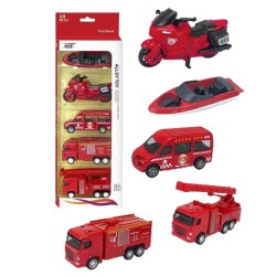 DIE CAST PULL BACK ΣΕΤ 5 ΟΧΗΜΑΤΩΝ ΠΥΡΟΣΒΕΣΤΙΚΗΣ 10x34cm