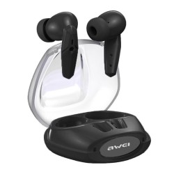 Awei T25 In-ear Bluetooth Handsfree Ακουστικά με Θήκη Φόρτισης Μαύρα