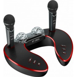 Φορητό Ηχοσύστημα Bluetooth USB/SD Karaoke Με 2 Μικρόφωνα & Disco Crystal Μαύρο/Κόκκινο ST-2021