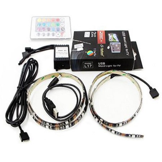 Πλήρες Κιτ Κρυφού Φωτισμού RGB Με USB για Τηλεοράσεις με Τηλεχειριστήριο L17 OEM Πλήρες Κιτ Κρυφού Φωτισμού RGB Με USB για Τηλεοράσεις με Τηλεχειριστήριο L17 OEM