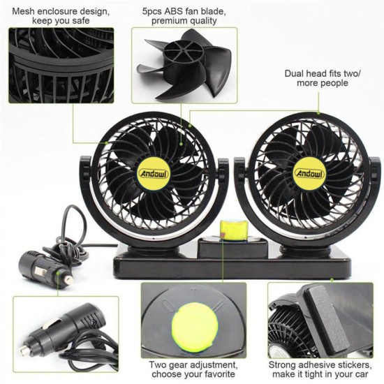 Andowl Ανεμιστήρας Αυτοκινήτου Διπλός 24V Q-FS303B