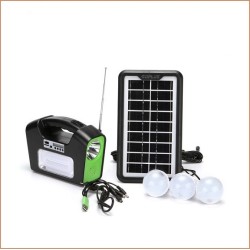 Ηλιακό σύστημα φωτισμού με φακό, 3 λάμπες LED, πλεξούδα USB και ραδιόφωνο FM GD-16 GDPLUS