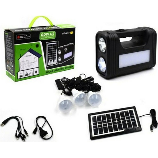 Ηλιακό σύστημα φωτισμού & φόρτισης με πάνελ – GD-8017 – 676104 GD-11