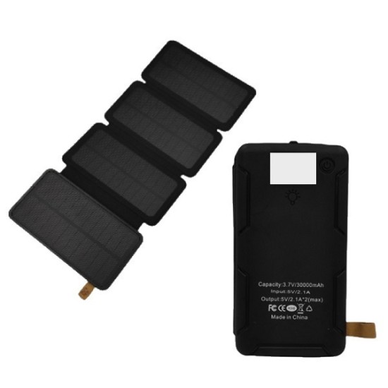 S16000 Ηλιακό Power Bank 30000mAh με 2 Θύρες USB-A Μαύρο