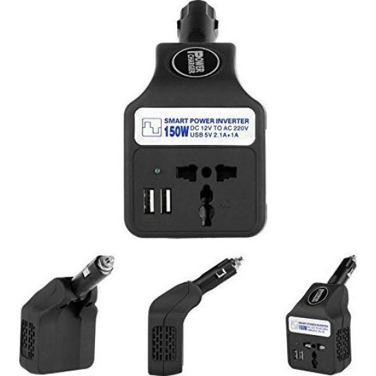 Inverter 12V-220V 150 watt τροποποιημένο ημίτονο USB & βολτόμετρο Andowl QY-4168