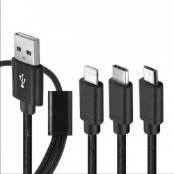  Klgo USB σε Lightning / Type-C / micro USB Καλώδιο Μαύρο 1m