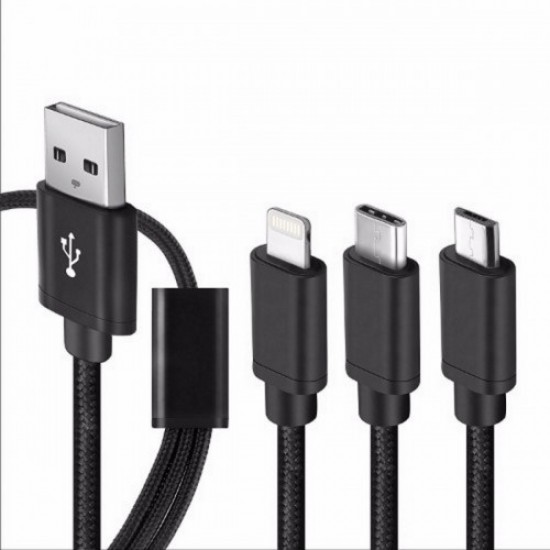 Klgo USB σε Lightning / Type-C / micro USB Καλώδιο Μαύρο 1m Klgo USB σε Lightning / Type-C / micro USB Καλώδιο Μαύρο 1m