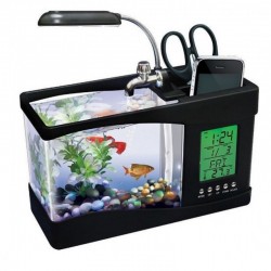 MINI AQUARIUM ΜΕ LED ΦΩΤΙΣΜΟΣ ΚΑΙ ΟΘΟΝΗ LCD 2.2LP