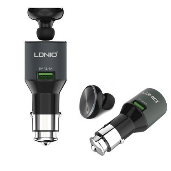 Handsfree Bluetooth Ακουστικό Ψείρα & USB Ταχύ – Φορτιστής 2,4A Αυτοκινήτου LDNIO Handsfree Bluetooth Ακουστικό Ψείρα & USB Ταχύ – Φορτιστής 2,4A Αυτοκινήτου LDNIO