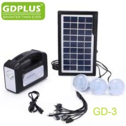 GD-3 GDPLUS Ηλιακό σύστημα φωτισμού και φόρτισης με 3 λαμπτήρες LED και φακό