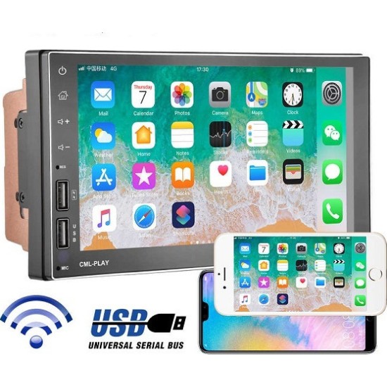 Οθόνη αυτοκινήτου 2 Din Android 7  Double Screen Display 8708U