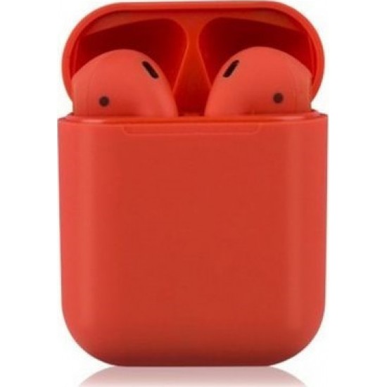 Ασύρματα Ακουστικά Earbuds Bluetooth v5 i12 TWS Wireless Touch - Κόκκινο