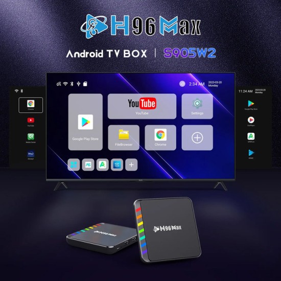 H96 Max TV Box Μax H96MAX-W2 4K UHD με WiFi 4GB RAM και 32GB Αποθηκευτικό Χώρο με Λειτουργικό Android