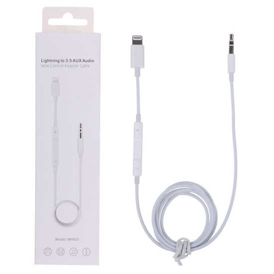 Αντάπτορας Lightning Male to 3.5 AUX Audio Male MH021 (1m) White oem Αντάπτορας Lightning Male to 3.5 AUX Audio Male MH021 (1m) White oem