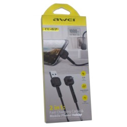 Καλώδιο γρήγορης φόρτισης και στήριξης κινητού τηλεφώνου 2 σε 1 AWEI CL-67