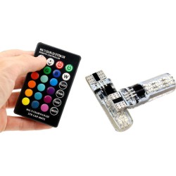 Ψείρες LED t10 rgb με Ασύρματο Τηλεχειρισμό