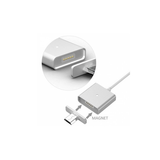 Μαγνητικό καλώδιο φόρτισης και δεδομένων USB 2.0 to micro USB ( 1m) -Γκρι.